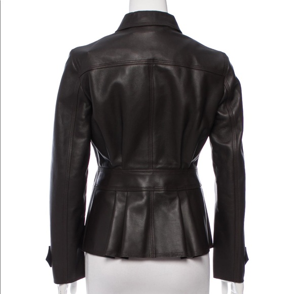 BURBERRY Leather Peplum Jacket NWT $2195 - Picture 3 of 4